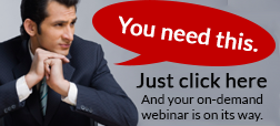 man with talk bubble click for webinar